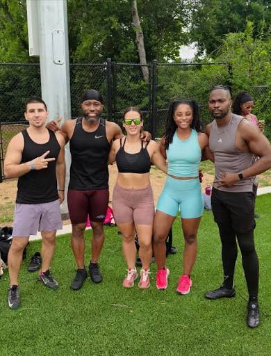 Team celebrating together after a field day event